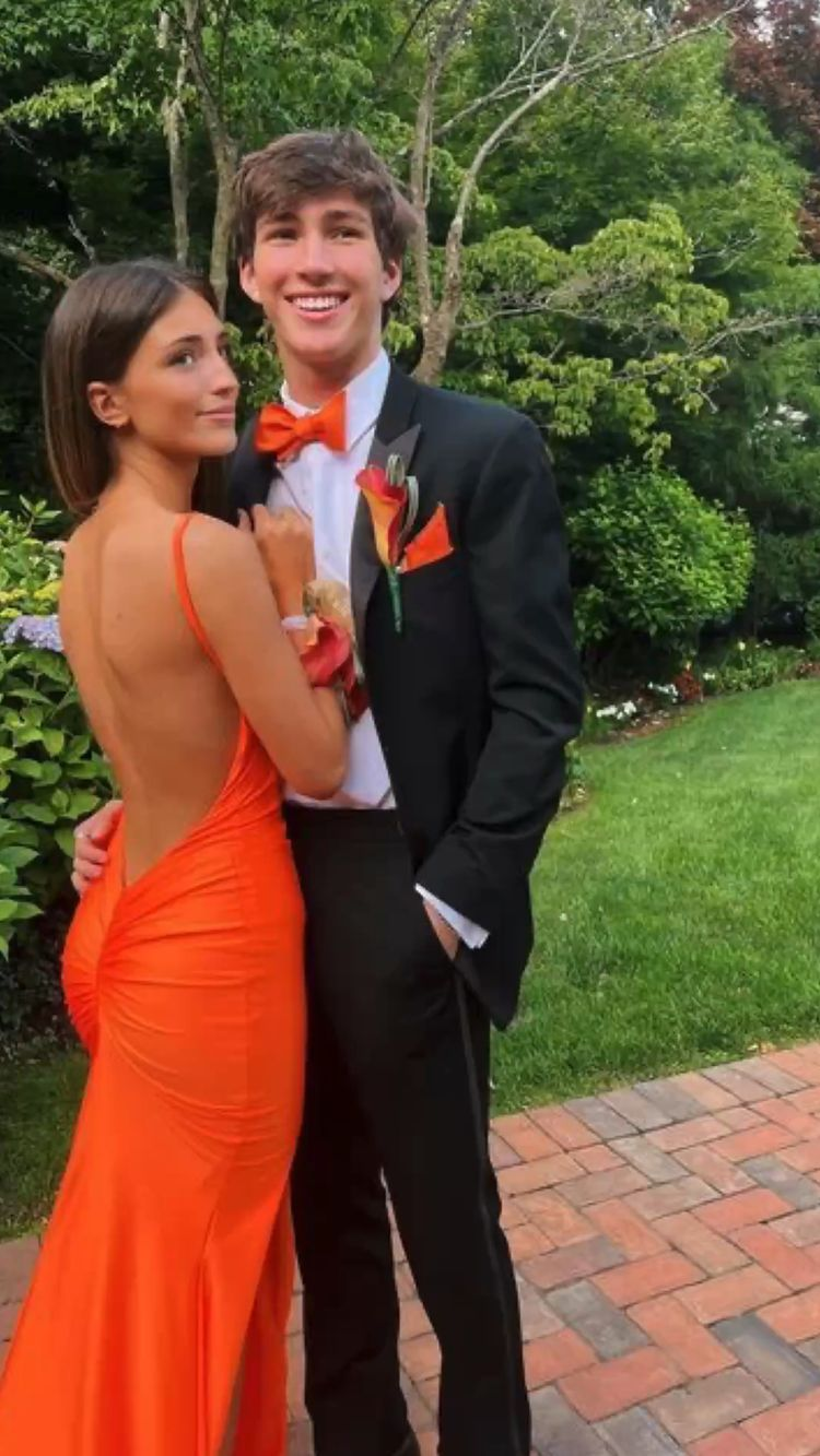 low back prom dress formal dress orange open back prom dress Y4338 Simplepromdress