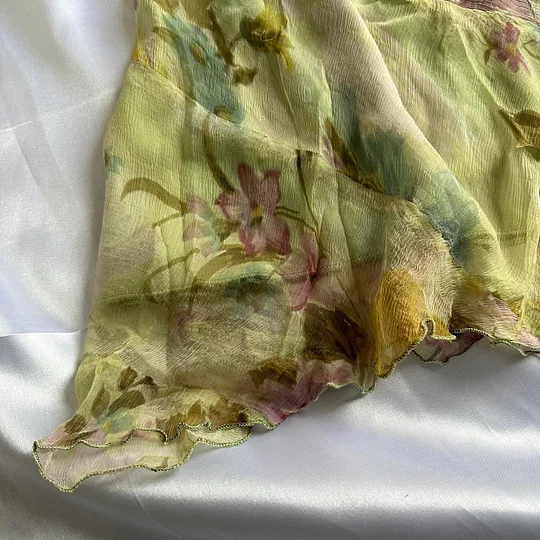 Vintage Chiffon Printed Floral Green Short Homecoming Dress Cocktail Dress Y9747