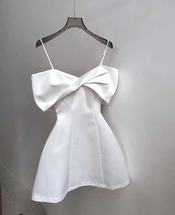 A-line White Homecoming Dress,White Birthday Party Dress Y5970