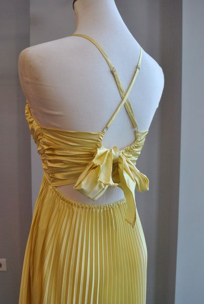 Charming Yellow A-line Pleated Prom Dress,Yellow Graduation Dress Y7374