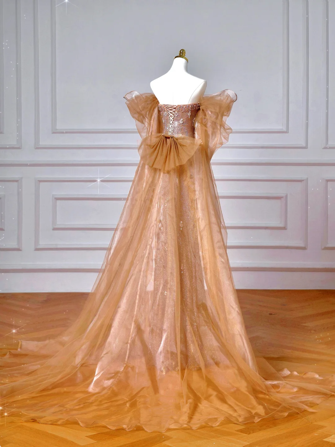 Luxury Off The Shoulder Tulle Beaded Prom Dress,Long Mermaid Evening Dress Y8610