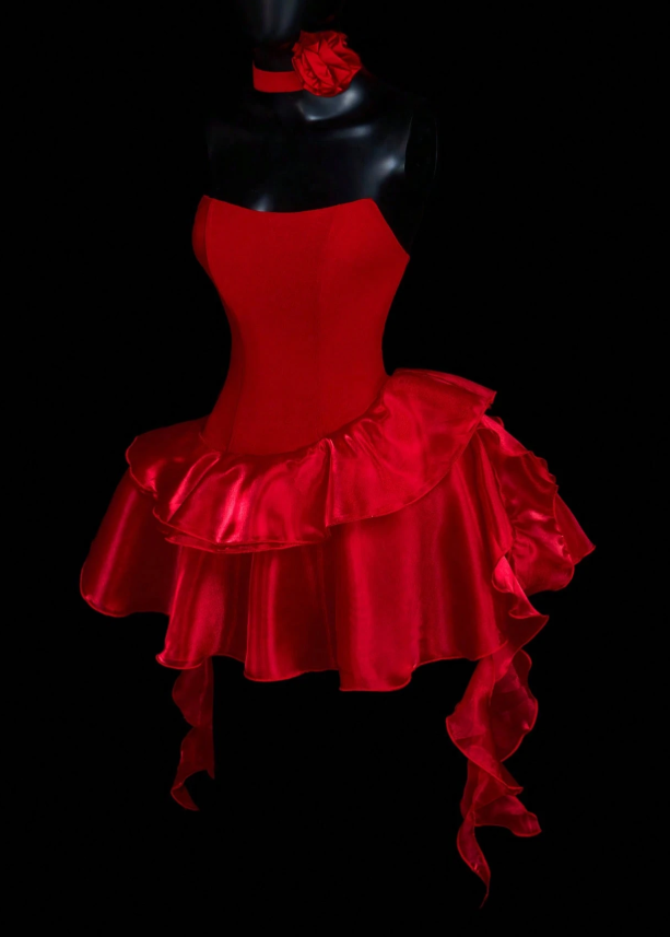 Pretty Red Strapless Satin Ruffles A Line Short Graduation Homecoming Dress Birthday Outfits Y9164