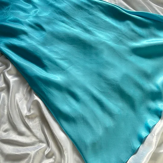 Classy Blue Spaghetti Straps Satin Chiffon Long Prom Dress Evening Dress Y9770
