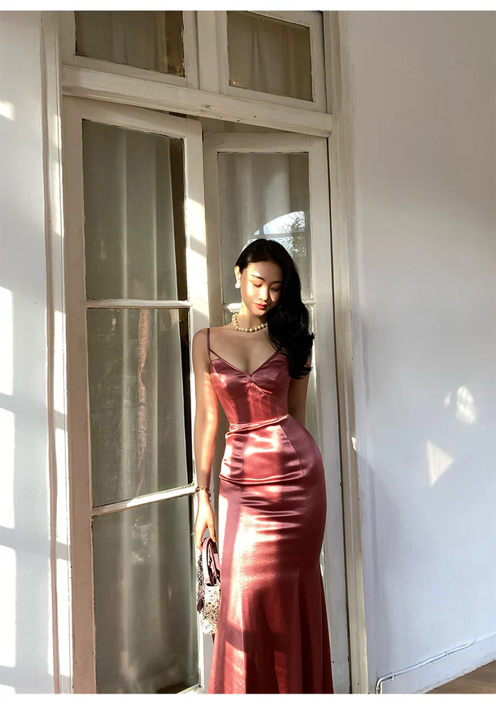 Glamorous Mermaid Backless Cross-up Satin Prom Dress Y2669