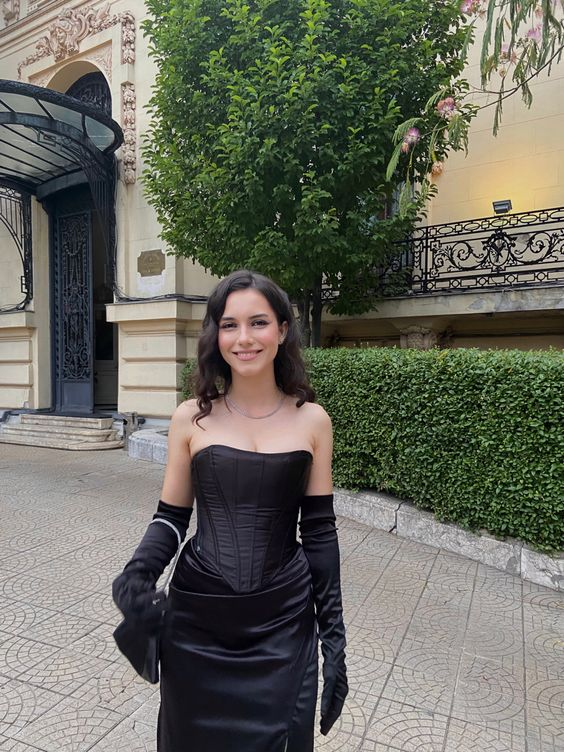 Charming Black Strapless Sheath Prom Dress With Split,Black Evening Dr Simplepromdress Charming Black Strapless Sheath Prom Dress With Split,Black Evening Dr Simplepromdress