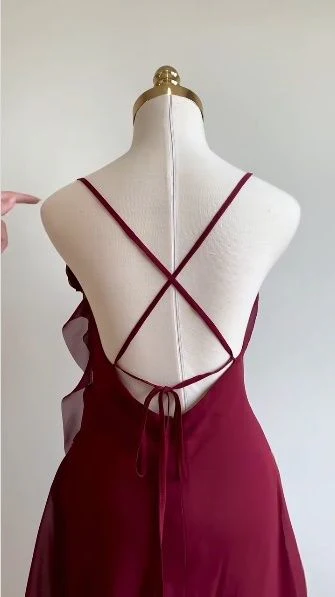 Charming Burgundy Chiffon Cocktail Dress Short Homecoming Dress Y9501