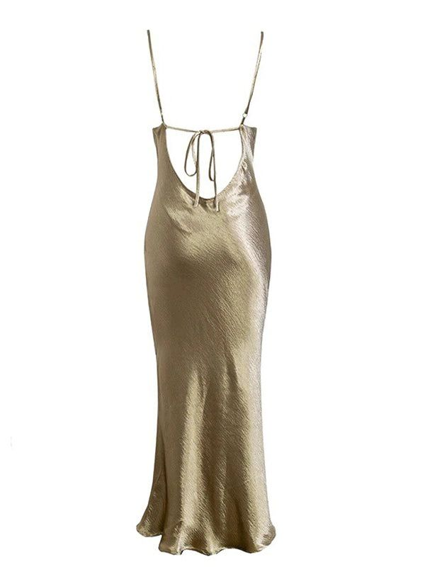 Simple Spaghetti Straps Square Floor Length Prom Dresses Y4317