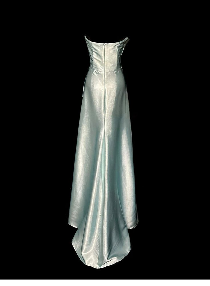 Elegant Sage Green Strapless Satin Long Prom Dress Evening Dress Y8561