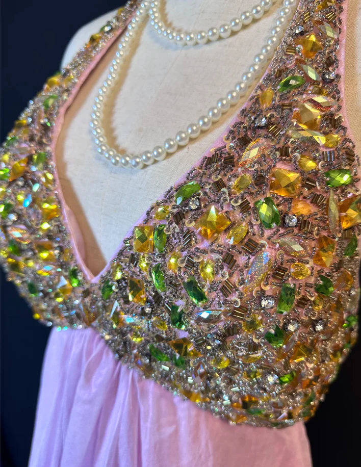 Vintage Pink Chiffon beaded Cocktail Dress Halter Short Backless Homecoming Dress Y8945