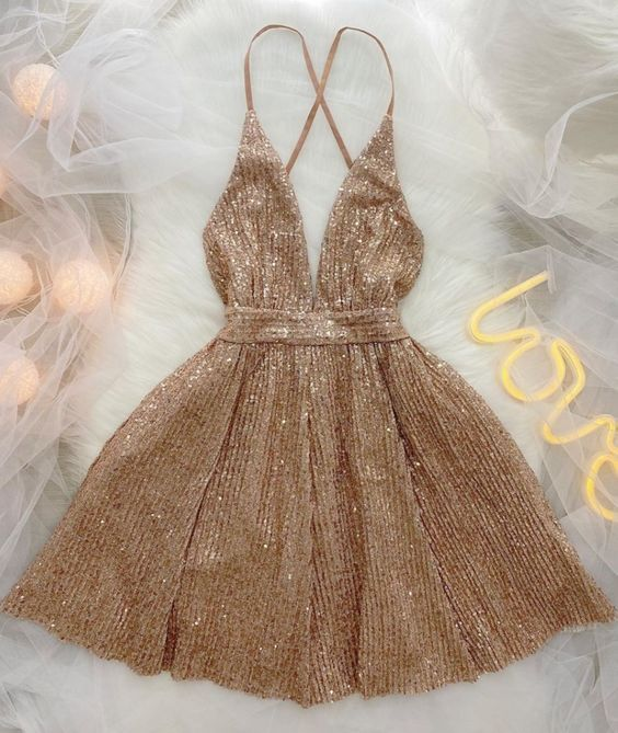 Sexy Deep V Neck Sequins Homecoming Dress,Birthday Party Dress Y2999 Simplepromdress Sexy Deep V Neck Sequins Homecoming Dress,Birthday Party Dress Y2999 Simplepromdress