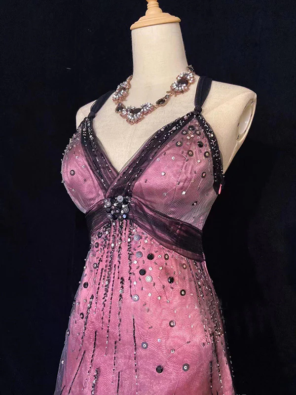 Vintage Spaghetti Strap Short A-Line Homecoming Dress Backless Beaded Cocktail Dress Y8913