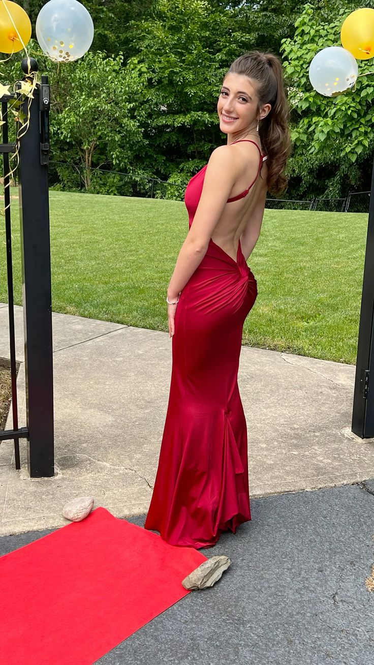 Sexy Pure Color Deep V Neck Mermaid Prom Dress,Spring Dance Dress Y5414