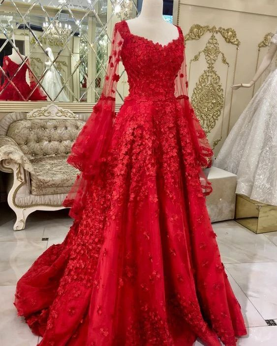 A-line red tulle and lace appliqued long plus size formal dress prom d Simplepromdress A-line red tulle and lace appliqued long plus size formal dress prom d Simplepromdress