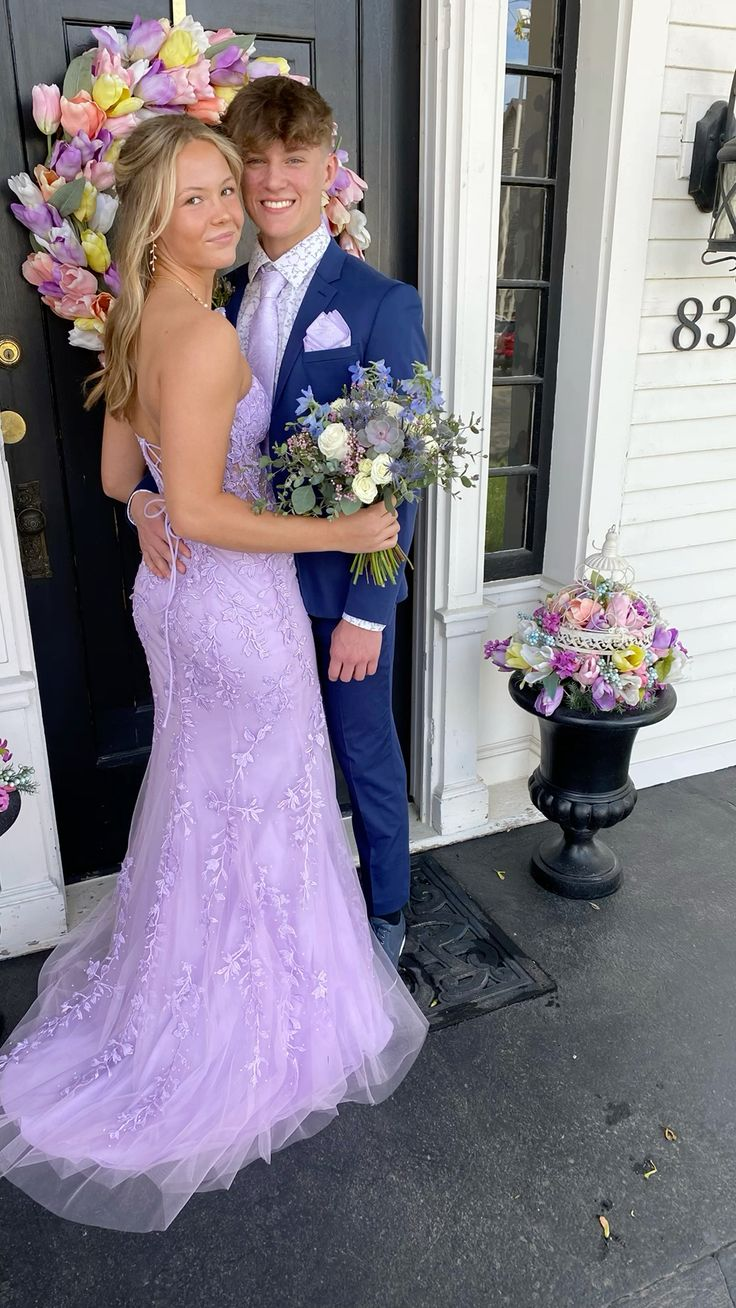 Elegant Purple Lace Tulle Mermaid Prom Dress,Purple Graduation Dress Y Simplepromdress Elegant Purple Lace Tulle Mermaid Prom Dress,Purple Graduation Dress Y Simplepromdress