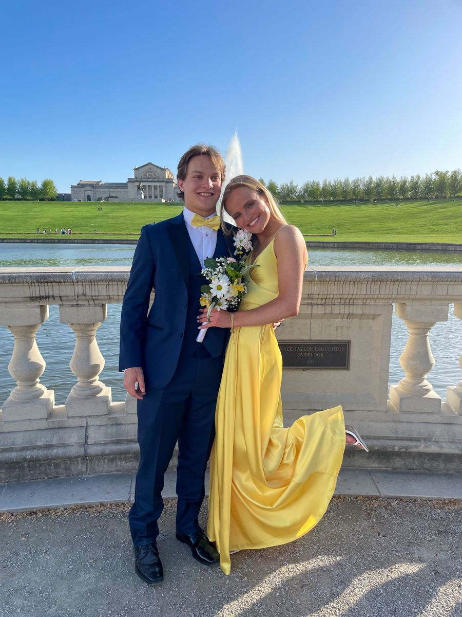 Classic Yellow A-line Satin Long Prom Dress,Yellow Senior Prom Dress Y – Simplepromdress