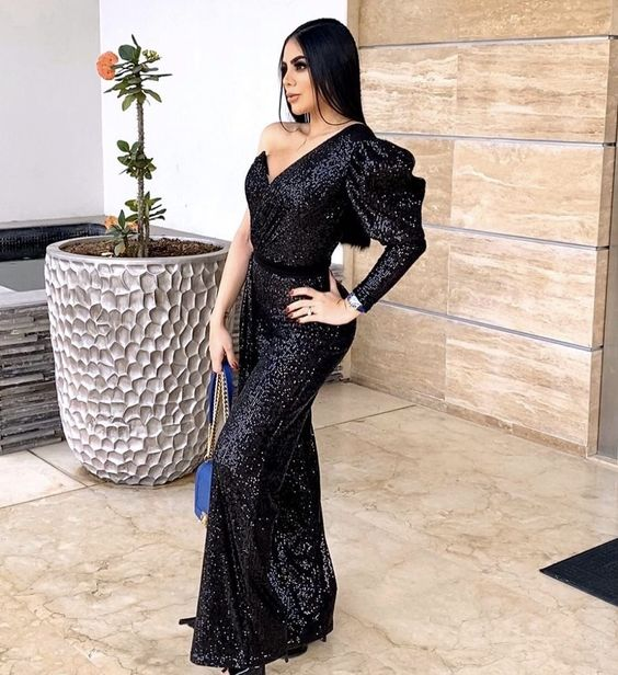 Black Sequins One Sleeve Mermaid Prom Dress,Black Evening Dress Y5880 Simplepromdress Black Sequins One Sleeve Mermaid Prom Dress,Black Evening Dress Y5880 Simplepromdress