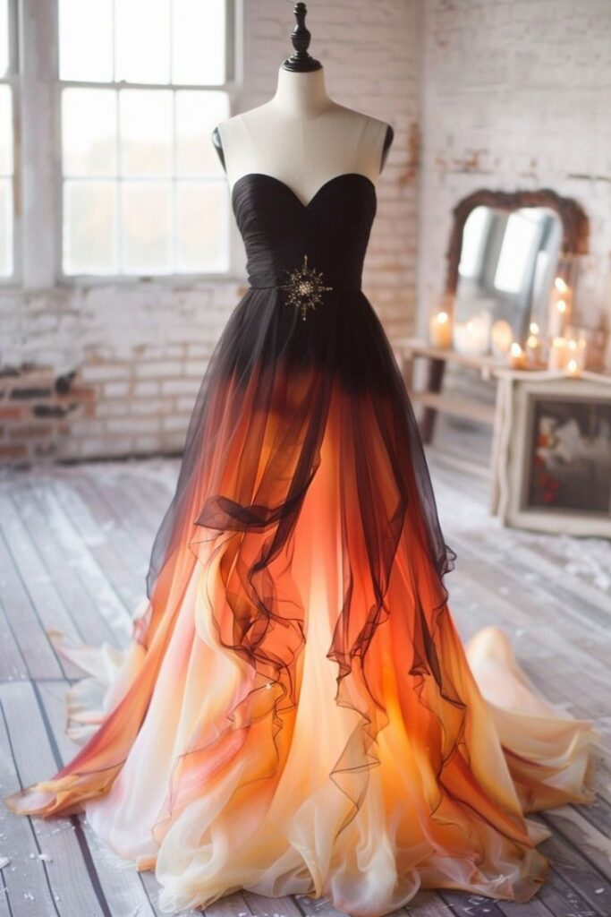 Unique Strapless A Line Tulle Chiffon Prom Dress Long Evening Dress Y8384