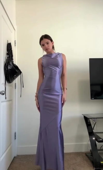 Classy Lavender Satin Sleeveless Long Party Dress Bridesmaid Dress SP248