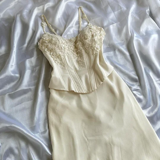 Elegant Ivory Spaghetti Straps Chiffon Appliques Mermaid Party Dress Long Evening Gown Y9769
