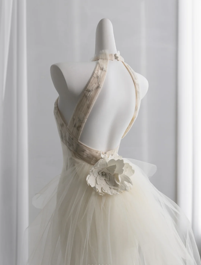 Elegant Sleeveless Ivory Satin Tulle Mermaid Long Wedding Dress Backless Bridal Gown SP1519