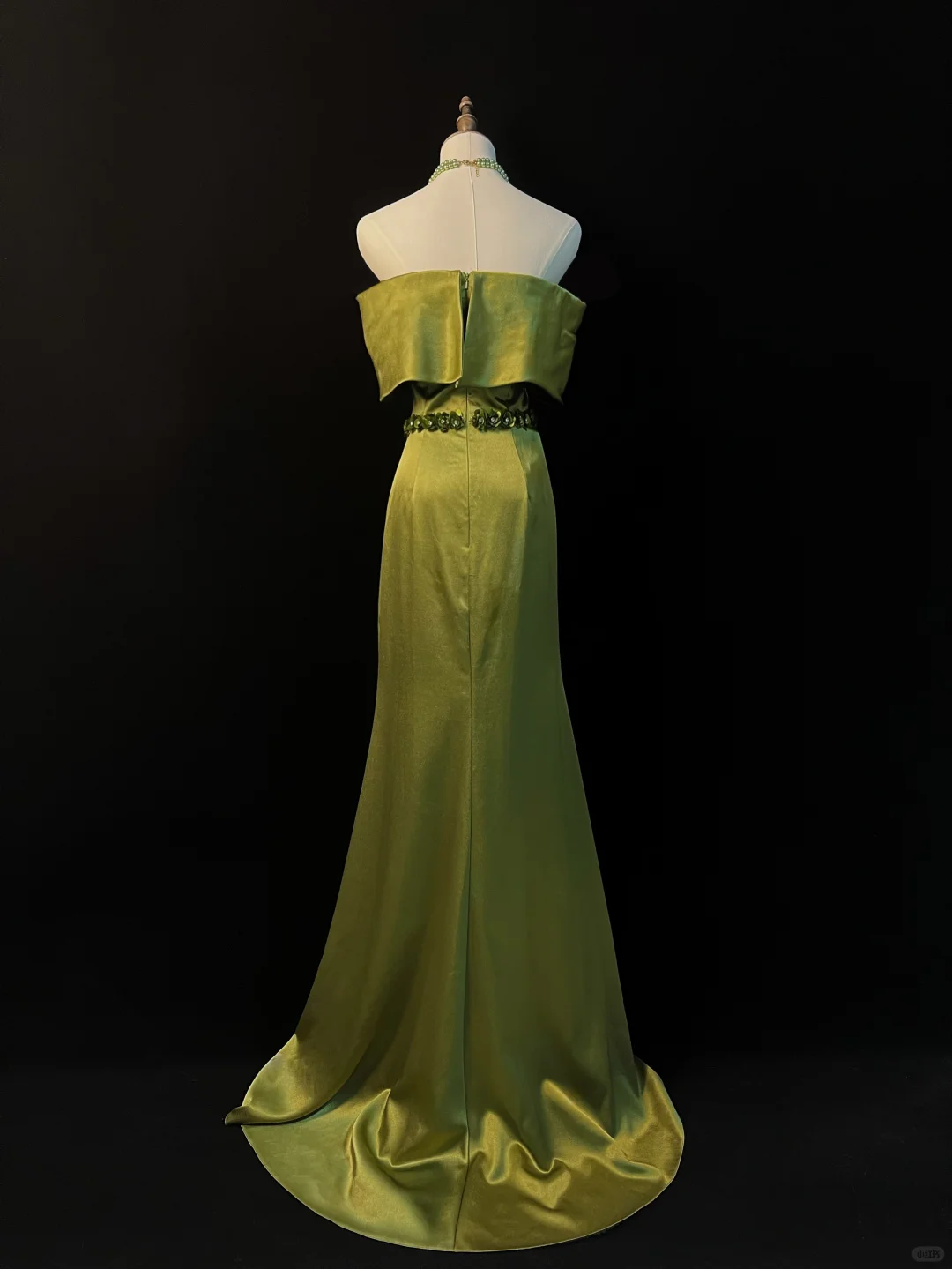 Classy Olive Green Satin Off The Shoulder Slit Prom Dress,Slit Mermaid Evening Dress Y8650