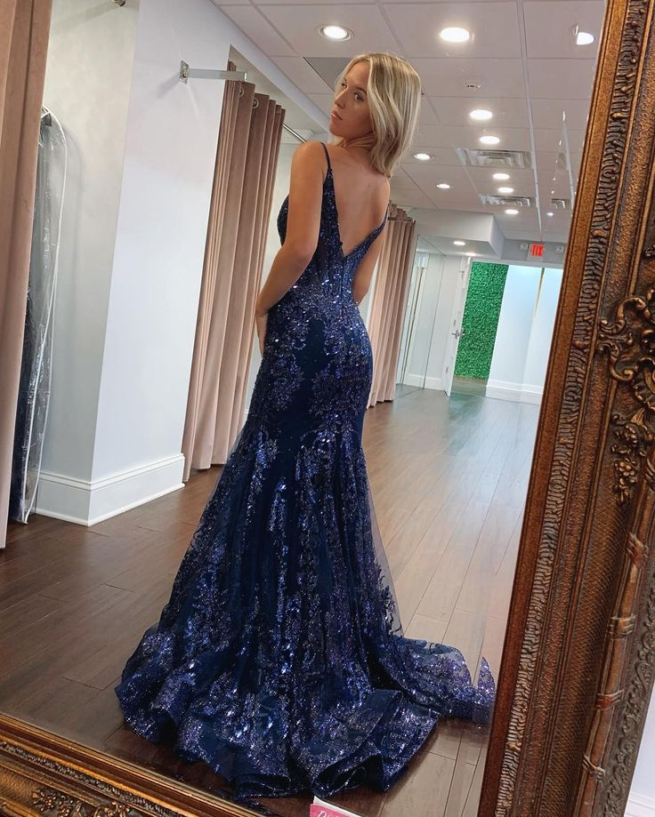 Sparkle Navy Blue Sequined Trumpet Long Prom Dress Y6444 Simplepromdress Sparkle Navy Blue Sequined Trumpet Long Prom Dress Y6444 Simplepromdress