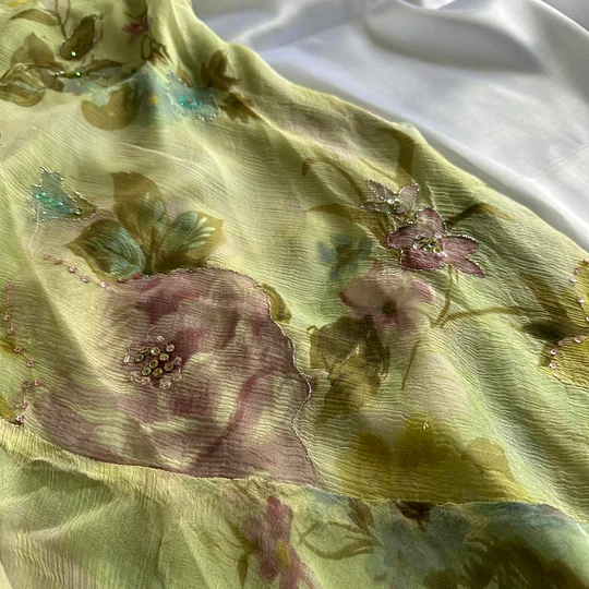 Vintage Chiffon Printed Floral Green Short Homecoming Dress Cocktail Dress Y9747