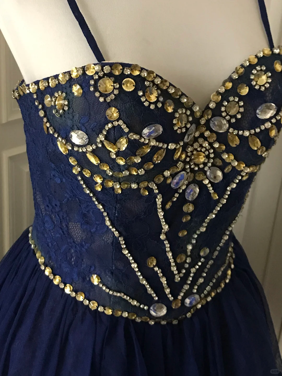 Vintage Spaghetti Straps Lace Beaded Cocktail Dress Navy Blue Homecoming Dress Birthday Outfits Y9056