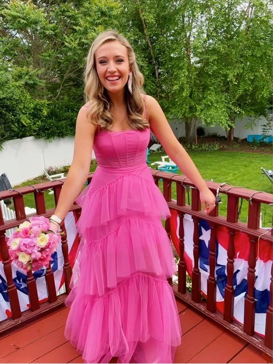 Hot Pink High Low Prom Dresses Hot Pink High Low Formal Graduation Dr Simplepromdress