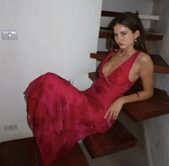 Chic Deep V Neck Sheath Prom Dress,Summer Beach Dress Y4606