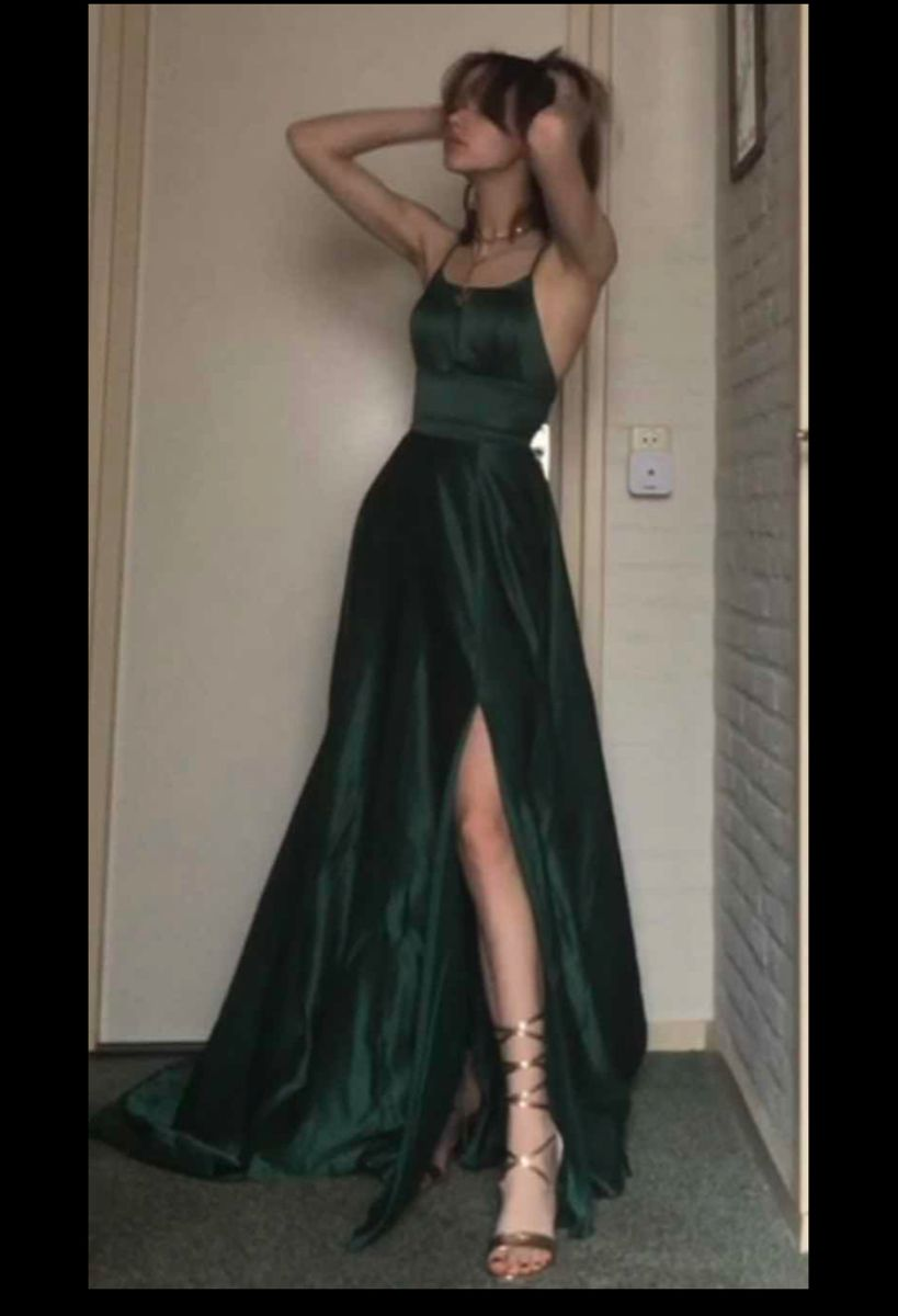 Women's Long Satin Spaghetti Strap Formal A Line Prom Evening Dress Y4493