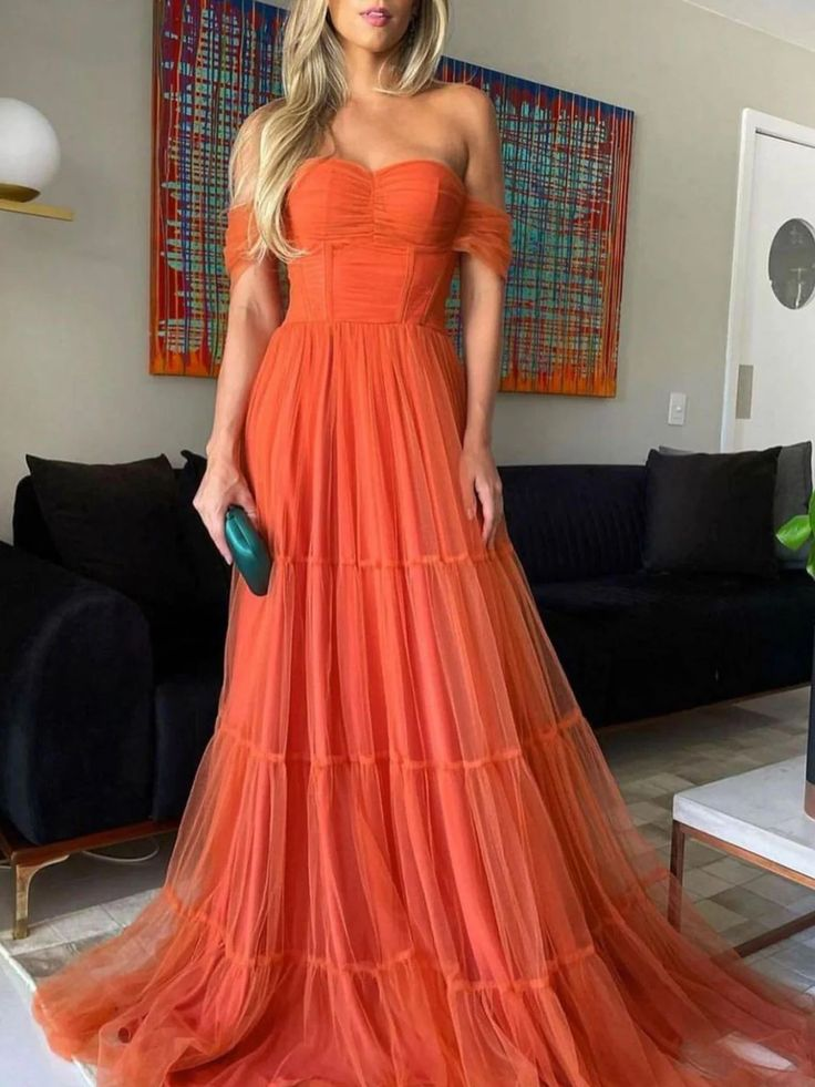 orange long dress Sparkly Sequins Spaghetti Straps Prom Dresses With Slit, MP997 Whether youre dancing the night away or mingling with friends Orange Plunging Neckline Long Sleeve