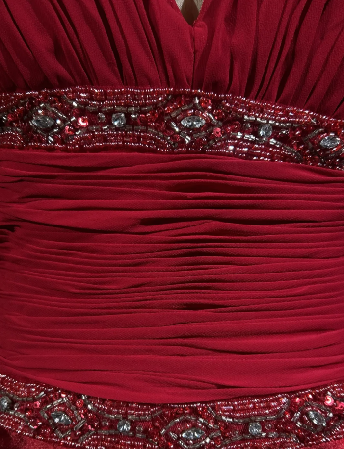 Charming Red Spaghetti Straps Satin Beaded Mermaid Long Wedding Guest Dress Formal Birthday Evening Gowns SP1797