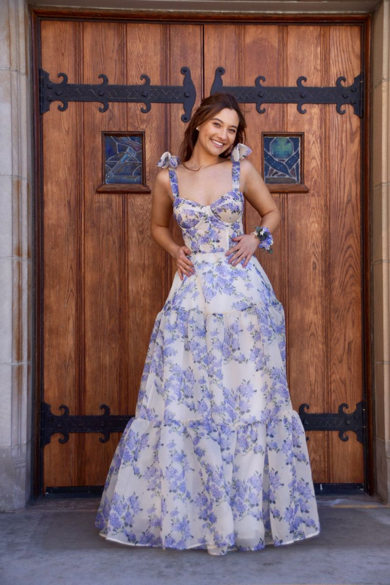 Flower Pattern Prom Dress Spaghetti Strap Princess Formal Occasion Dre –  Simplepromdress