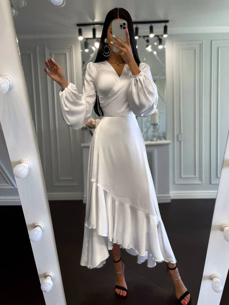 Silk Asymmetric Hem Midi Prom Dress, Bridesmaid Elegant Silk Dress, Si Simplepromdress Silk Asymmetric Hem Midi Prom Dress, Bridesmaid Elegant Silk Dress, Si Simplepromdress