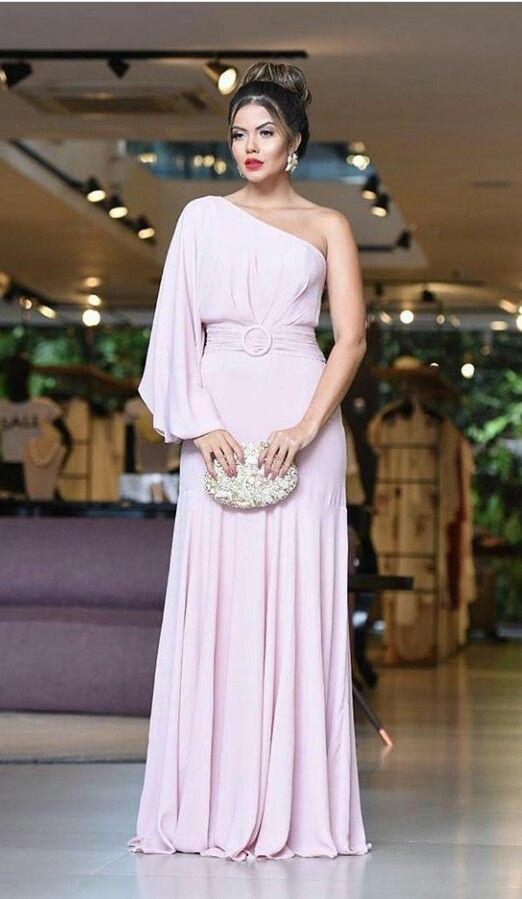 Elegant Pink One Sleeve Long Prom Dress,Pink Wedding Guest Outfit Y705 Simplepromdress Elegant Pink One Sleeve Long Prom Dress,Pink Wedding Guest Outfit Y705 Simplepromdress