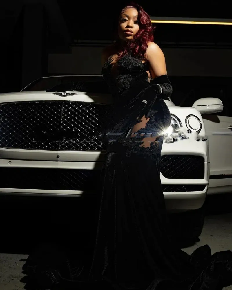 Sexy Lace Applique Prom Dress,Black Mermaid Evening Dress Y6497