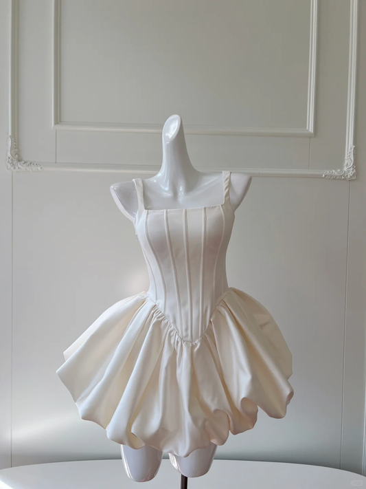 Classy White Square Neck A Line Homecoming Dress Cocktail Dress Y9047