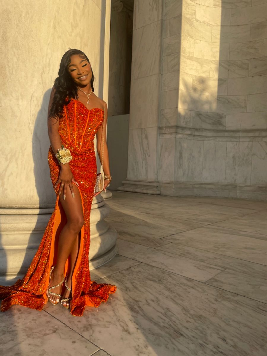 Shiny Orange Sequins Mermaid Prom Dress For Black Girls Y5120 Simplepromdress Shiny Orange Sequins Mermaid Prom Dress For Black Girls Y5120 Simplepromdress