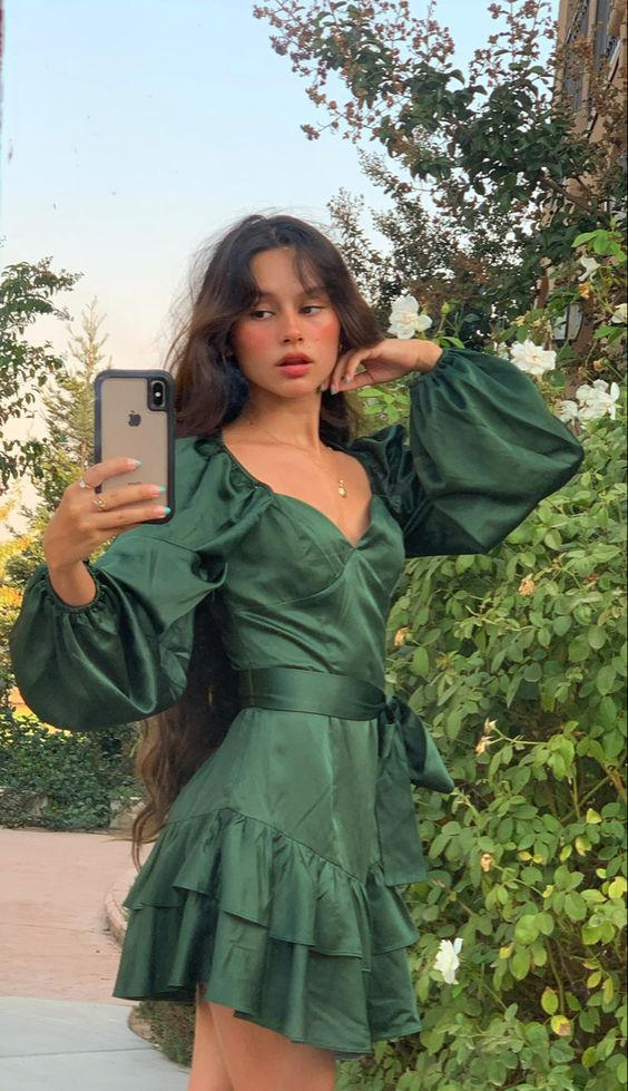 Green A-line Long Sleeves Homecoming Dress,Green Casual Dress Y4070 Simplepromdress Green A-line Long Sleeves Homecoming Dress,Green Casual Dress Y4070 Simplepromdress