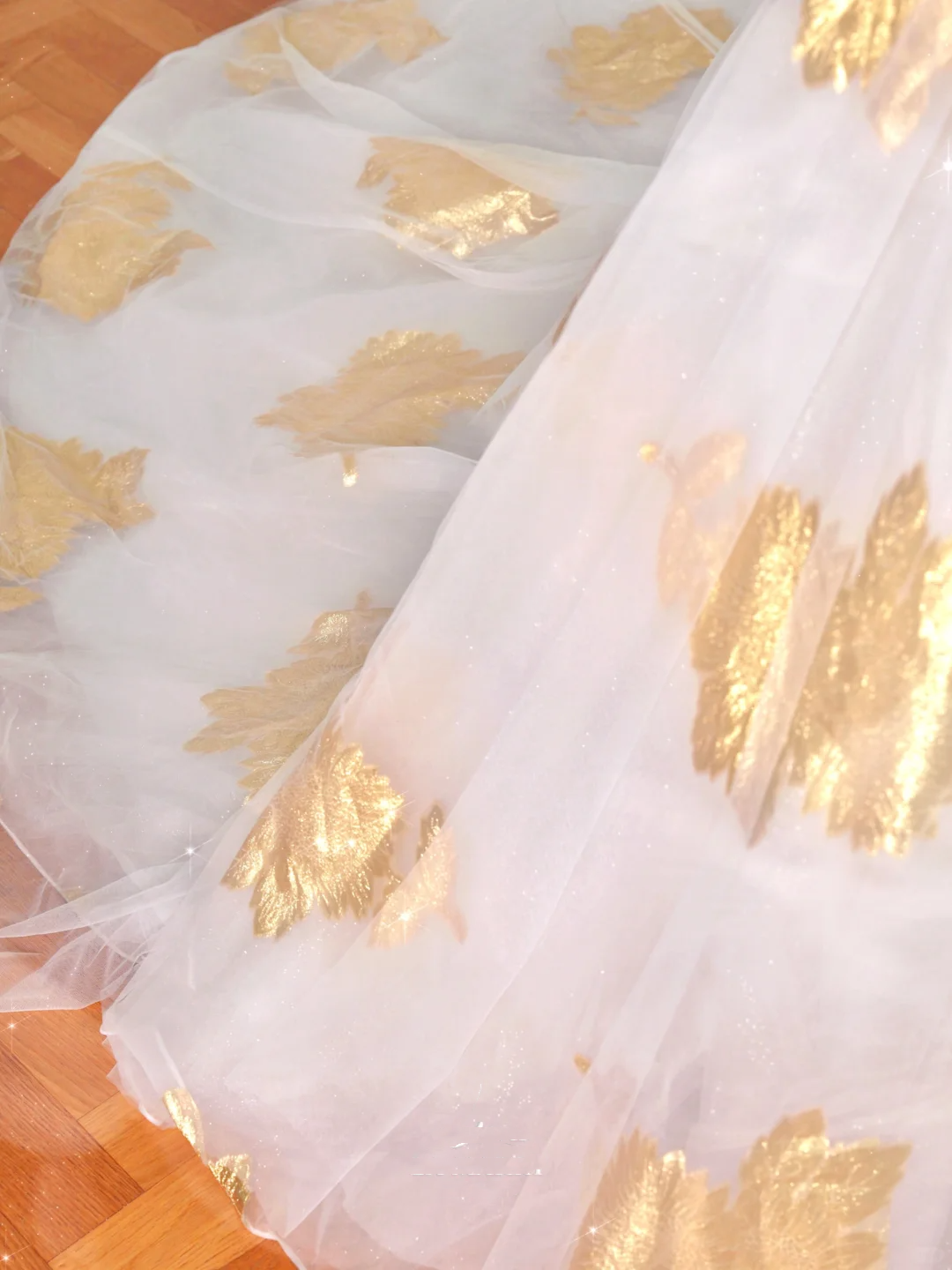 Gorgeous Gold Print Tulle Off The Shoulder Ball Gown,A Line Prom Dress Evening Dress Y8618