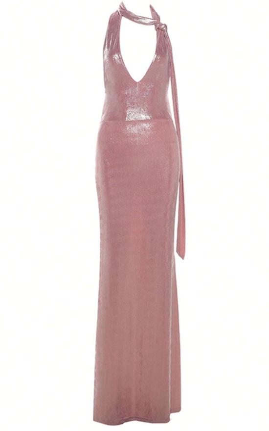 Sexy Pink Halter Backless Party Evening Dress,Formal Prom Dress Y8166