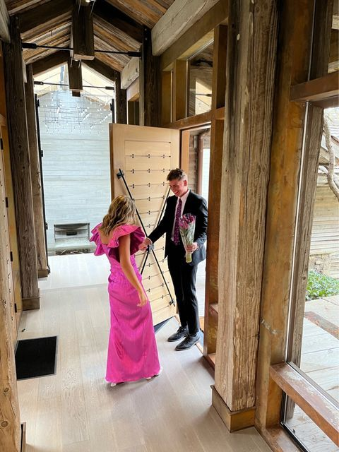 Square Neck Flutter Sleeve Prom Dress with Split Y2981