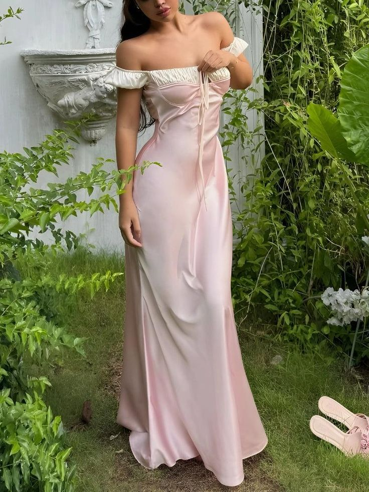 Pink Satin Ruched Charming Evening Dress,Elegant Long Prom Dress Y8752