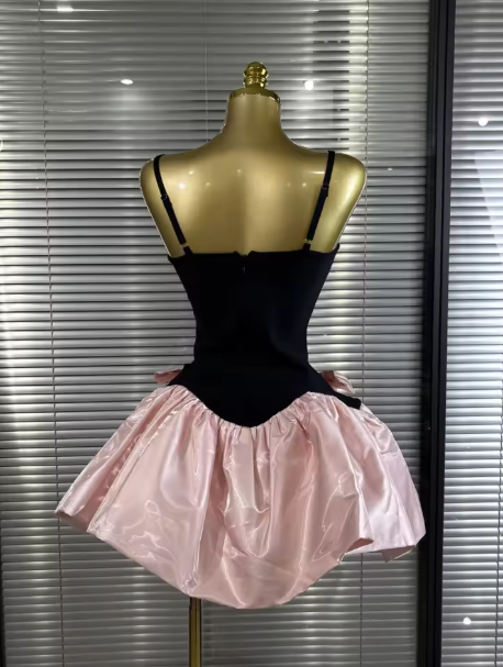 Fashion Spaghetti Straps Satin Bow A Line Short 20th Birthday Outfits Formal Homecoming Dress Y9954