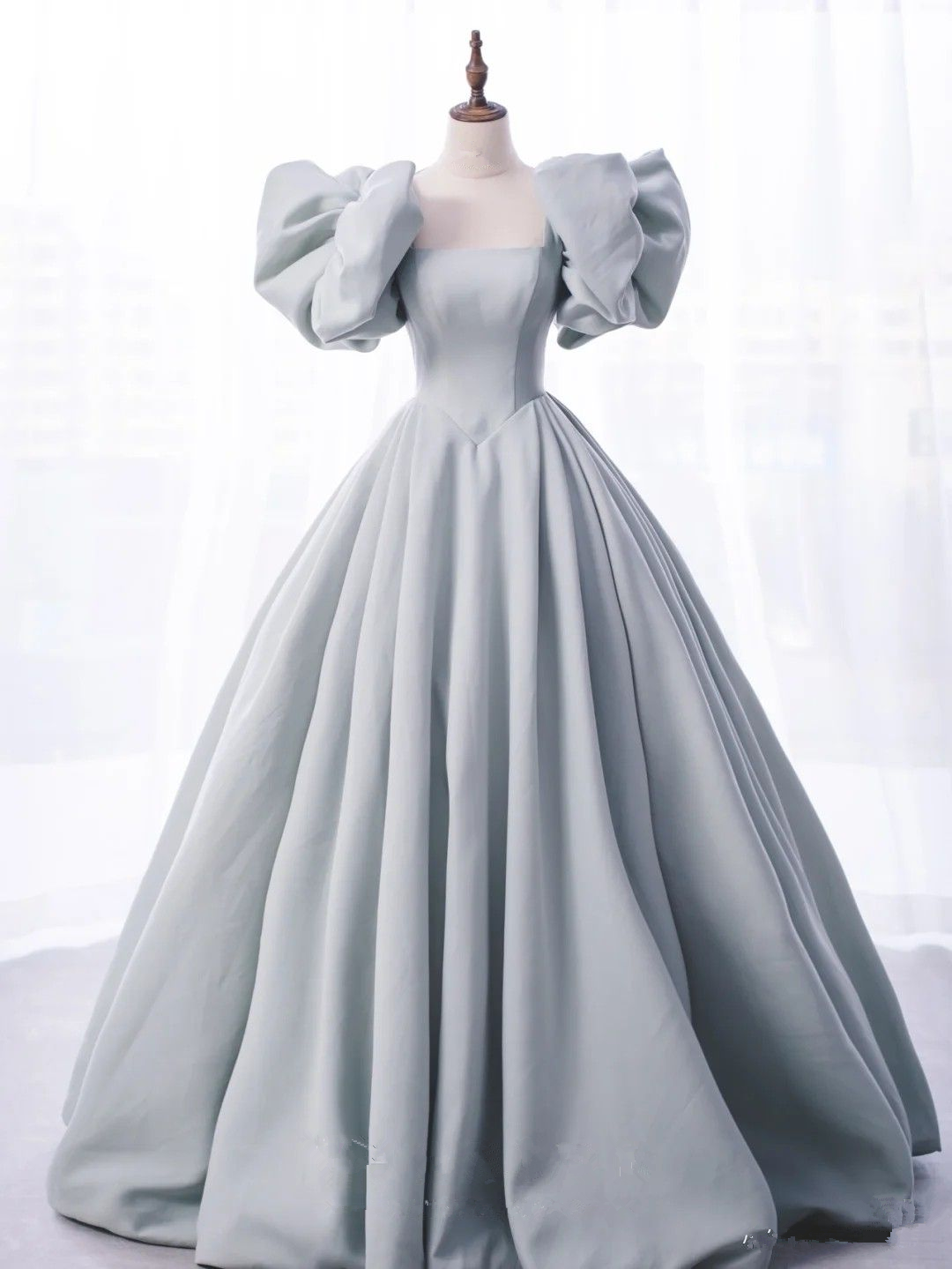 Charming Grey Satin Ball Gown,A-line Princess Dress,18th Birthday Part Simplepromdress Charming Grey Satin Ball Gown,A-line Princess Dress,18th Birthday Part Simplepromdress