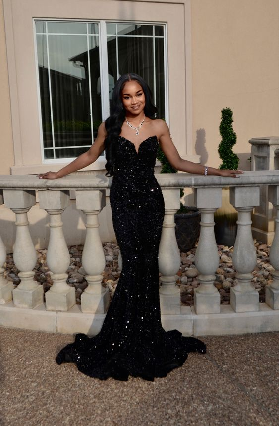 Black sequin prom dress, long mermaid prom dresses Y4134 Simplepromdress Black sequin prom dress, long mermaid prom dresses Y4134 Simplepromdress