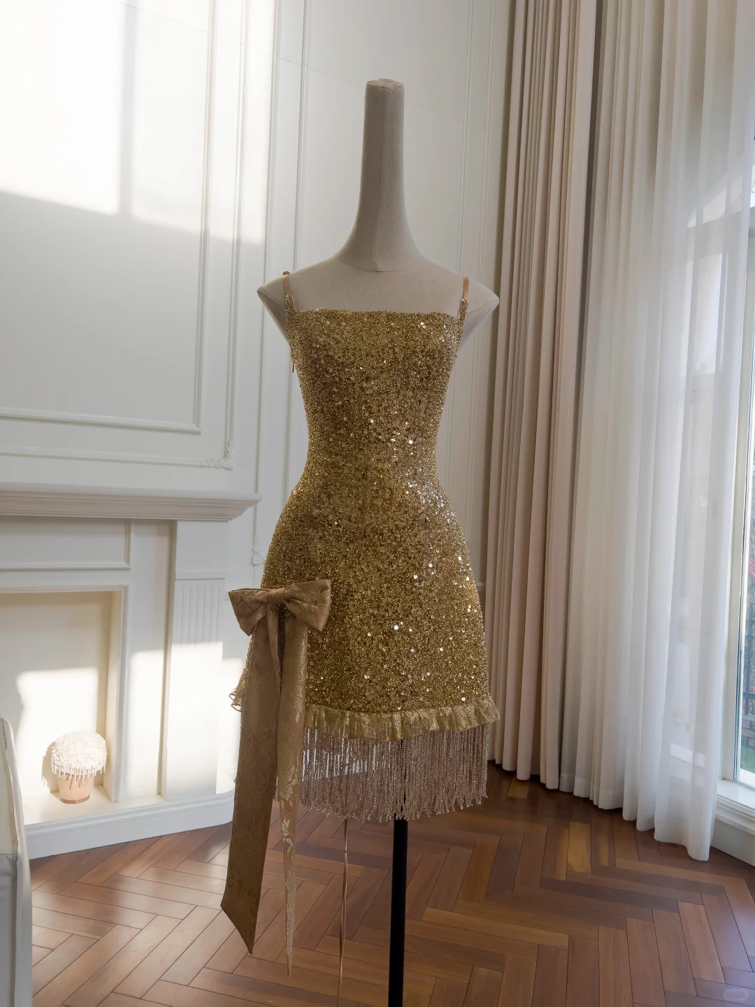 Glitter Gold Sequin Sheath Short Birthday Outfits Graduation Homecoming Dress Y8983