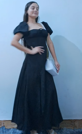Retro A-line Long Prom Dress with Puff Sleeves Y2694