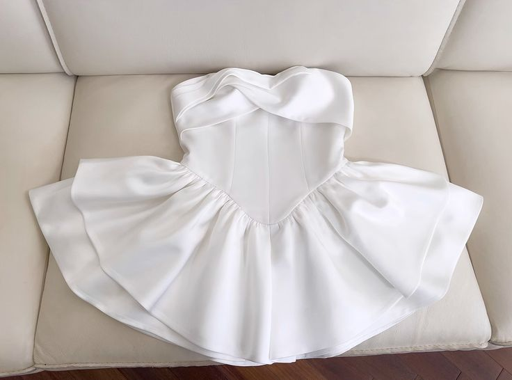 Simple White Strapless Mini Birthday Party Dress Homecoming Dress Y8815